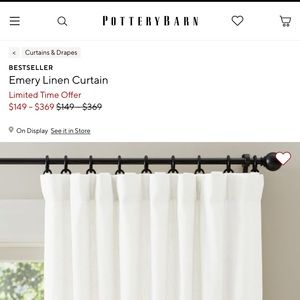 Set of TWO PANELS. NWT Pottery Barn Emery Linen Curtains White 50” W x 84”L